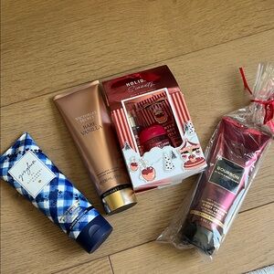 Bath and body works Gingham Body Cream and winter candy apple set & VS lotion